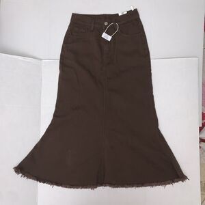 Brown Mermaid Trumpet Jean Denim Skirt Size S